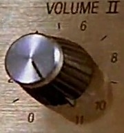 An amplifier dial has volume numbers from 0 to 10 but it goes beyond to 11 (Spinal Tap)